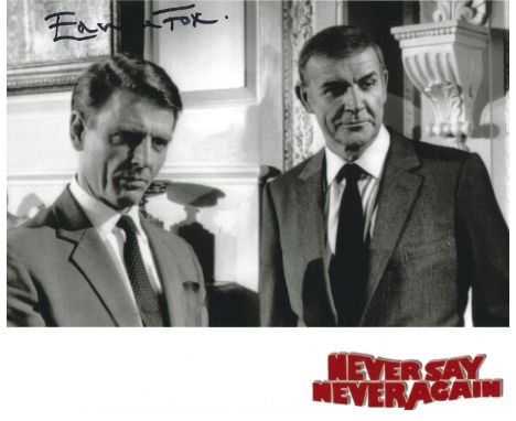 Bond Star, Edward Fox signed 10x8 colourised promo photograph pictured during his role as appeared as M in the unofficial Bon