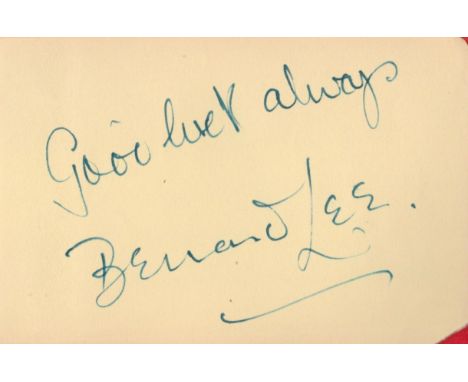 Bernard Lee signed 4x3 album page. John Bernard Lee (10 January 1908 - 16 January 1981), known as Bernard Lee, was an English