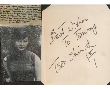 Rare James Bond Tsai Chin signed 4x4 signed album page mounted to A4 card. Tsai Chin (born 1 September 1933) is a Chinese act