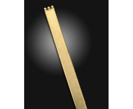 A gold ruler with partly concealed pencils by Mellerio dits Meller, with calibrated markings for inches (up to eight) to one 