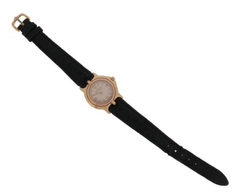A ladies yellow gold wrist watch by Bertolucci, signed dial, sweep seconds hand, the reverse stamped Pulchra, 18k, 2.6cm wide