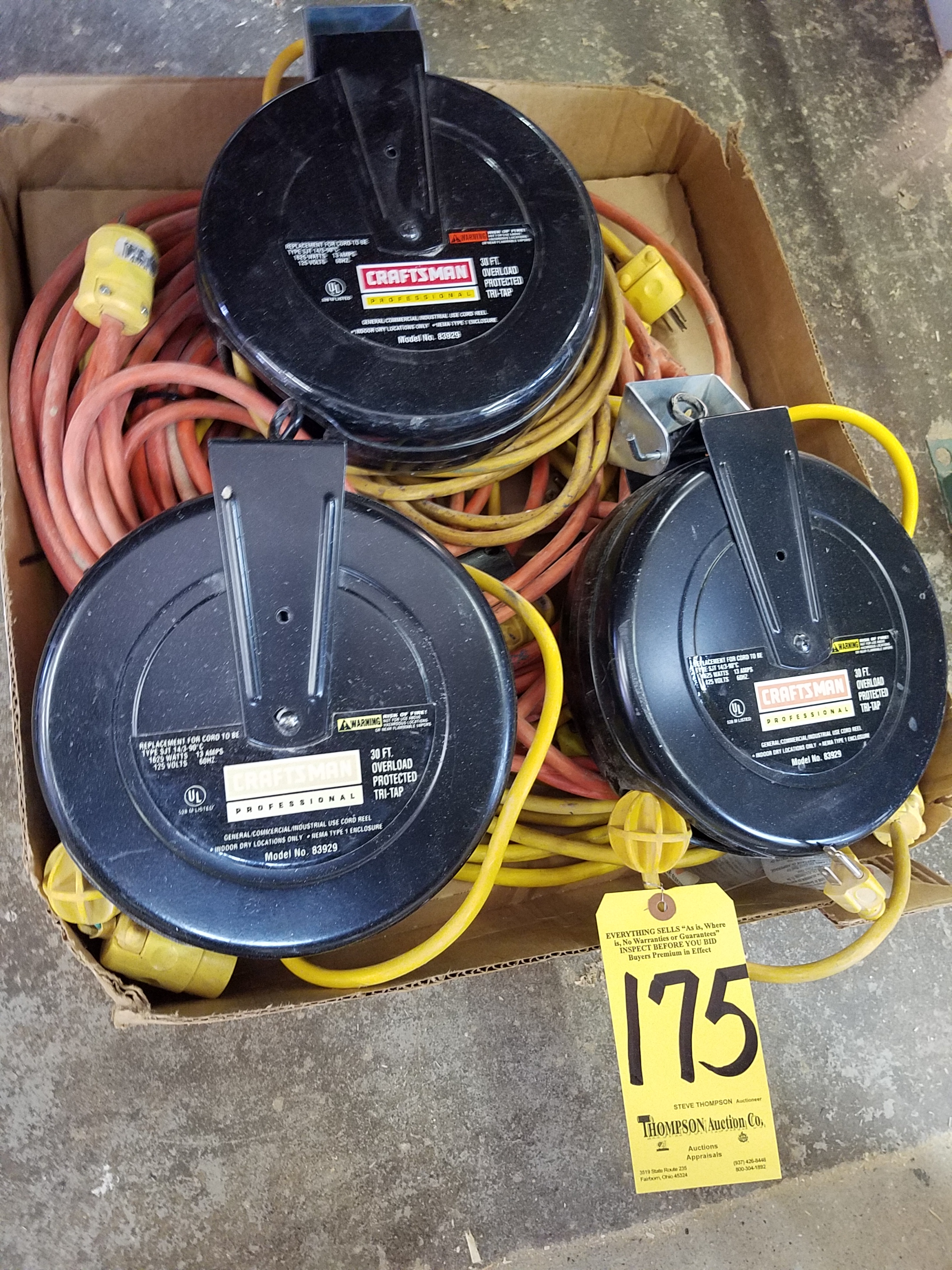 (3) Craftsman Electric Cord Reels & Misc. Extension Cords