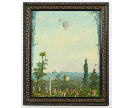 GRÜNWALD, Carl (1907-1968), "Phantasielandschaft mit Figuren", Öl/Karton, 45 x 36,5, unten links signiert, R. 