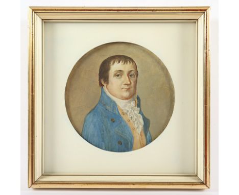 PORTRAITMALER UM 1800, "Bildnis des Bocholter Richters Dr. Johann Kaspar Anton Herding (1759-1836)", Öl/Papier, Dm 17,5, min.