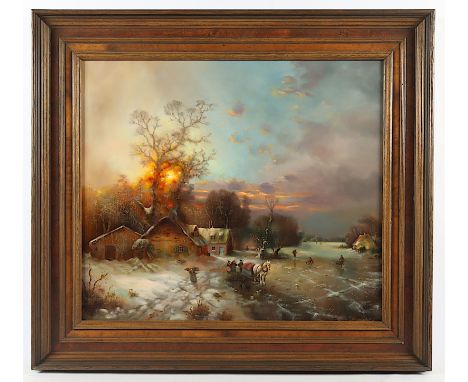 DEGENFELD, C. von (deutsch 2.H.20.Jh.), "Winterlandschaft im Abendrot", Öl/Lwd., 60,5 x 70, unten rechts signiert, R. 