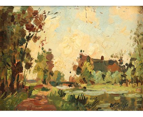ROELOFS, Willem (1822-1897), "Landschaft", Öl/Holz, 15 x 19,5, unten rechts signiert, R. 