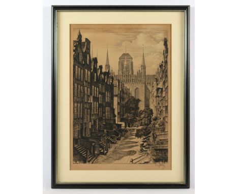 FRITZ, Georg (1894-1967), "Ansicht aus Danzig", Originalradierung, 49,5 x 34,5, handsigniert, R. 