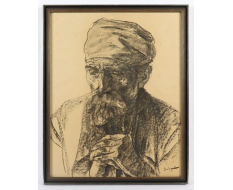 SCHMURR, Wilhelm (1878-1959), "Portrait eines Bauern", Kohle/Papier, 50 x 40, unten rechts signiert, R. 