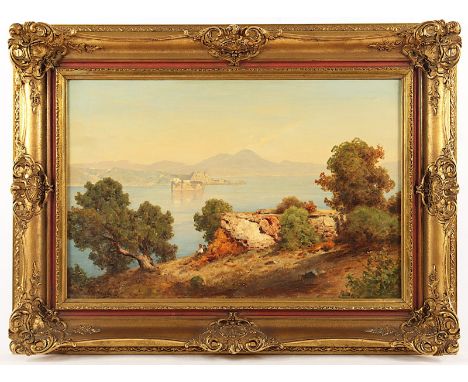 LUTTEROTH, Askan (1842-1923), "Blick über den Golf von Neapel auf den Vesuv", Öl/Lwd., 45 x 67,5, unten links signiert, R. 