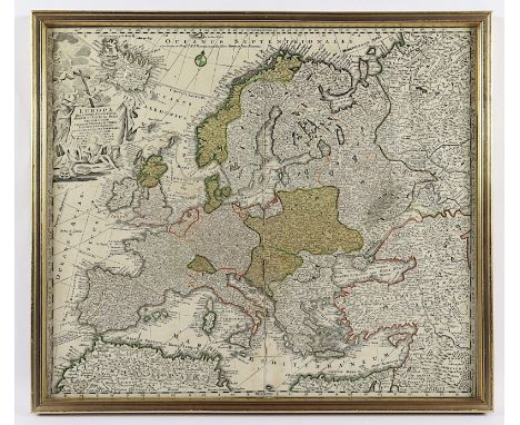 KARTE EUROPA, kolorierter Kupferstich, 49 x 57, besch., M. SEUTTER, um 1730, R. 