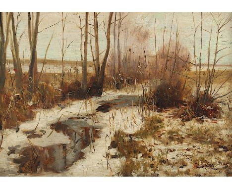 MORAS, Walter (1856-1925), "Winterlandschaft", Öl/Malkarton, 24 x 33, unten rechts signiert, R. 