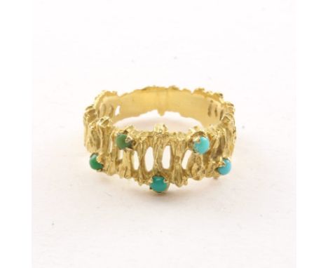 RING, Gelbgold, besetzt mit Türkissimili, RG 49,5, 3,5g 