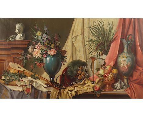 MALER UM 1900, "Großes Prunkstilleben", Öl/Lwd., 100 x 175, R. 