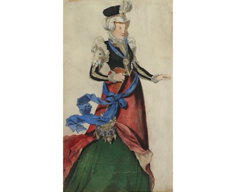 ZEICHNER DES 19.JH., "Bildnis einer Frau in Renaissancetracht", Mischtechnik/Pergament, 23 x 14, besch., R. 