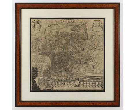 ROM, "Roma", Kupferstich aus der Vogelschau, 54,5 x 55, mit vielen Wappen, leicht besch., von Pierre Mortier, bei Blaeu, Amst