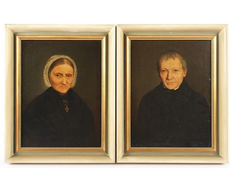 PORTRAITMALER DES 19.JH., "Paar Bildnisse eines Ehepaars", Öl/Lwd., 30 x 23, R.  