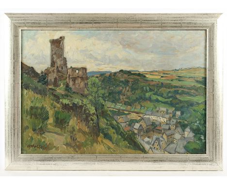 HOLLER, Alfred (1888-1954), "Eifellandschaft mit Burgruine (Manderscheid?)", Öl/Hartfaser, 43 x 64, unten links signiert, R. 