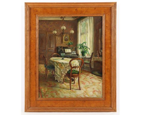 SCHAARWÄCHTER, Julius Cornelius (1847-1904), "Gründerzeitliches Interieur", Öl/Lwd., 57 x 44, unten links signiert, R. 
