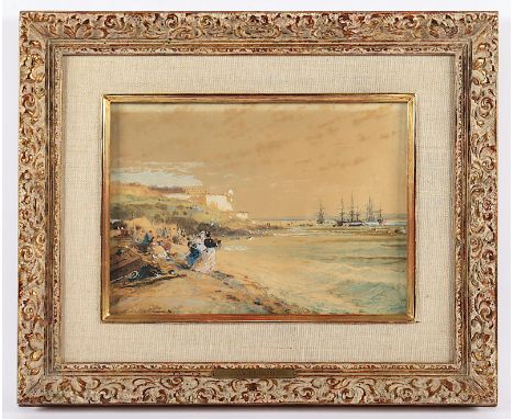 NOEL, Jules Achilles (1815-1881), "An der maltesischen Küste bei Valletta", Aquarell/Papier, 20,5 x 28, unten links signiert,
