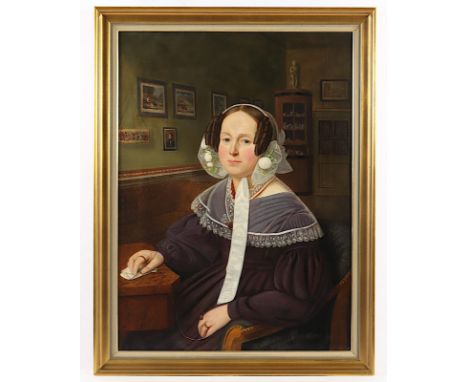 FEISTKORN, Georg Wilhelm (1811-1843), "Portrait einer Frau mit Haube", Öl/Lwd., 84 x 63, rest., unten rechts signiert und "18