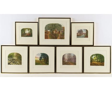 WHITTLE, Stephen (*1953), "Sieben Farbradierungen", bis 17 x 22, jeweils signiert, R. 
