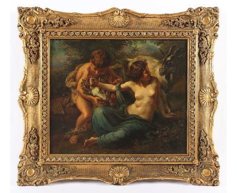 MALER E.19.JH., wohl Kopie nach Rubens oder van Dyck, "Adrasteia mit der Ziege Amaltheia", Öl/Lwd., 36 x 40,5, R. 