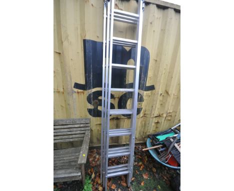 A YOUNGMAN 200 TRIPLE EXTENSION LADDER, with eight rungs to each length, closed height 250cm (condition report: general signs