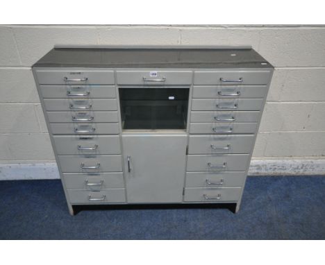 EDWARD DOHERTY AND SONS LIMITED, EEDEE HOUSE, CHARLTON ROAD, EDMONTON . N . 9, A GREY PAINTED DENTIST CABINET, with an arrang