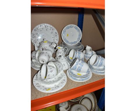 A COLLECTION OF WEDGWOOD DINNERWARE, to include 'April Flowers', one cake plate, tea pot, milk creamer, covered sugar bowl, s