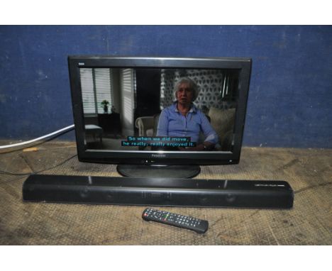 A PANASONIC TX-L26X20B 26in TV WITH REMOTE (PAT pass and working) and a Bomaker soundbar (no power supply so UNTESTED) (2)