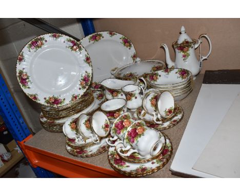 A QUANTITY OF ROYAL ALBERT 'OLD COUNTRY ROSES' PATTERN DINNER AND COFFEEWARE, comprising a covered tureen, large oval meat pl