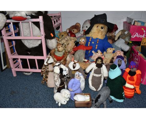 TWO BOXES AND LOOSE VINTAGE TOYS, BEARS AND SOFT TOYS, to include a 1930's Semco Ltd/Walt Disney &amp; Co. 'Thumper Rabbit' (