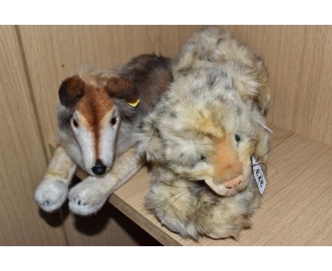 TWO UNBOXED MODERN STEIFF SOFT TOYS 'Molly' a baby Lion, No.102844 and 'Corso' a Collie Dog, No.4090/40 from the 1980's, both