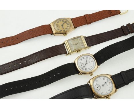 Two working WALTHAM gold-plated manual-wind wristwatches,  together with another two non working gold-plated manual-wind wris