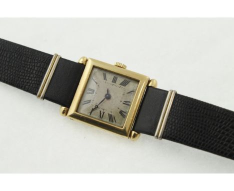 A gents manual-wing wristwatch, tested 18ct, numbered to case back 16593 & 713919, later leather strap, working