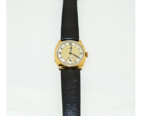 OMEGA - A 1930's 9ct OMEGA gents wrist watch, H/M Birmingham 1937, signed working 15 jewel movement numbered 8886509, later l