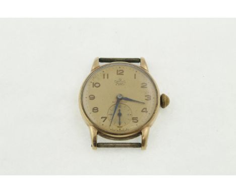 A 9ct H/M SMITHS watch head, manual-wind 15 jewel movement, light engraving on case back, working.