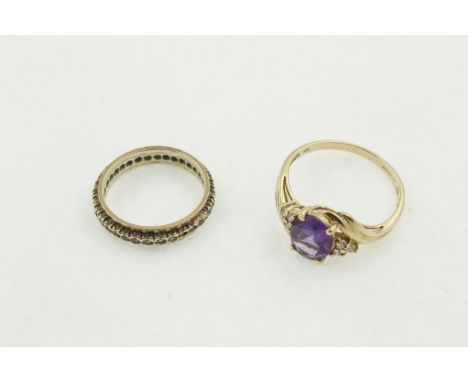 A 9ct H/M amethyst & diamond ring, together witha 9ct H/M eternity ring, approx gross weight 5.2gms