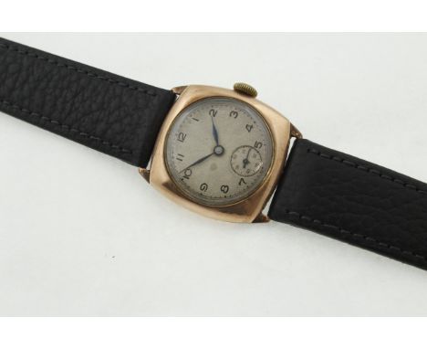 A 1940's 9ct gents wristwatch, H/M London 1943, AUDAX working manual-wind movement, later black leather strap