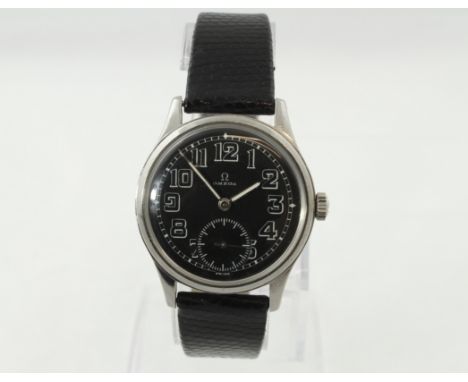 OMEGA - An OMEGA stainless steel wristwatch, working manual-wind 15 jewel movement numbered 10425977, later leather strap