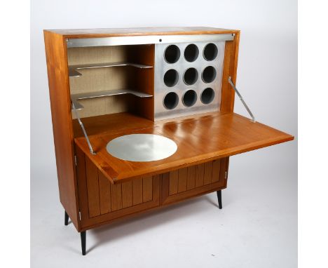 HANSEN and GULDBERG, (HG Furniture), a 1960s' Danish teak cocktail cabinet with Zinc interior detail and internal light, make
