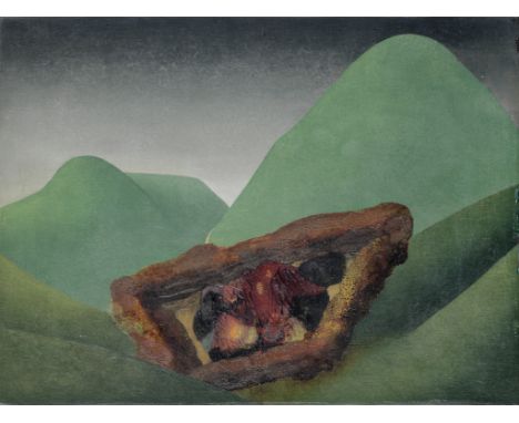 ITHELL COLQUHOUN (1906-1988)Landscape of nightmare signed, titled and dated 'ITHELL/COLQUHOUN/LANDSCAPE/OF/NIGHTMARE/1945' (o