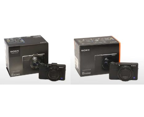 Sony Cybershot Cameras DSC-RX100M2 with Zeiss T* Vario-Sonnar f1.8-4.9 10.4-37.1mm lens; together with RX100III with T* Vario