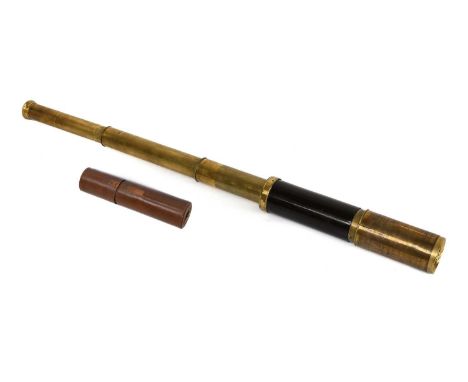 Three Drawer Telescope By Dolland (London) no.5380, with 1 3/4" objective lens, overall length 28, 71cm, in leather case