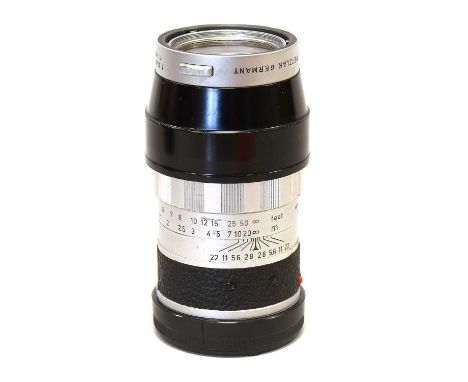 Leitz Elmarit f2.8 90mm Lens no.1692930Bayonet fit; some surface scratching to lens, fungus spot visible to one of front elem