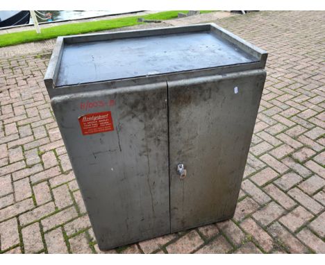 A Bridgeport tool storage cabinet, with swing out shelves. Approximately 92cm x 73cm x 49cm. (1 item)