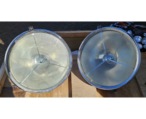 A pair of Lucas P100 chrome headlamps. (2 items)