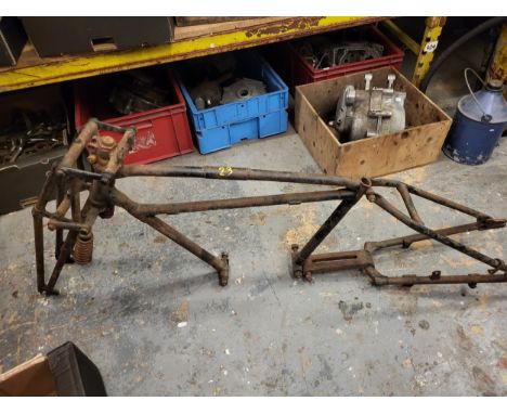 A Vintage Motorcycle Frame, with Springer forks. Possibly c.1920s. Maker Unknown. (1 item)