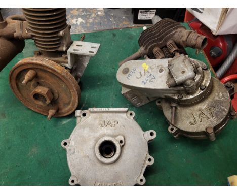 A JAP SV 200CC Engine. 1930. Serial Number 8C 169 2 200. Also a pair of JAP Crankcases, and an unidentified stationary engine