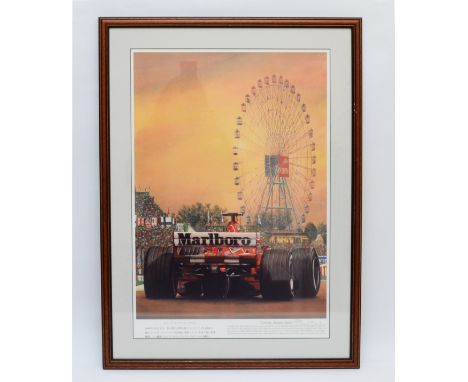 Michael Schumacher, 'Coming Around Again' a limited edition print by David Burk, 295/360, with CoA, 76 x 56cm overall. (1 ite